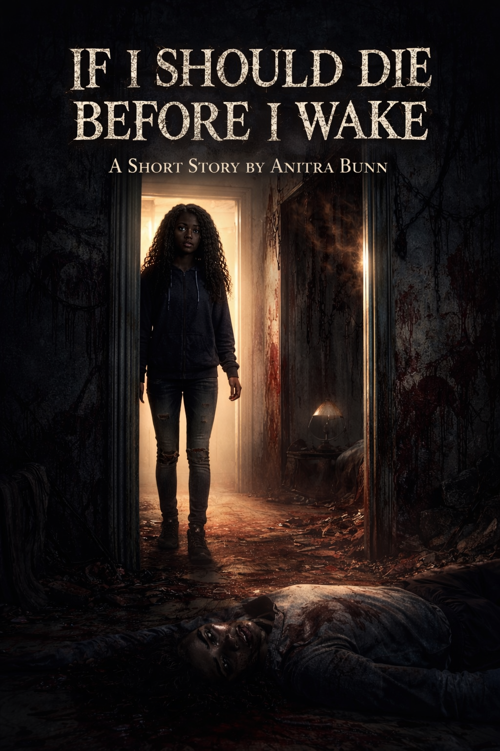 Book cover of 'If I Should Die Before I Wake' by Anitra Bunn with a dark, eerie setting.